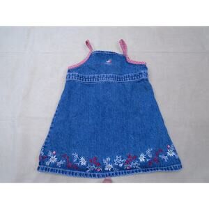 Vintage 90s Tommy Hilifiger Girls Infants Denim Straberry Dress Size 12-18 Mos